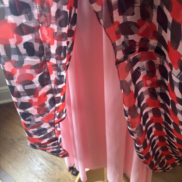 Kate Spade Sheer Silk Dress Black Red Pink block pattern - Picture 12 of 14